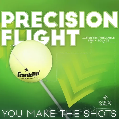 Vista 3 de Franklin Sports Pelotas de ping pong que brillan en la oscuridad, tamaño oficial + peso de 1.575 pulgadas, pelotas de ping pong de una estrella que