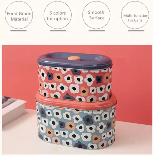 Vista 2 de Lata para Galletas y Snacks Envase de Almacenamiento de Galletas y Galletitas Recipiente para Galletas de Hogar y Cocina Regalos de Comida Envases