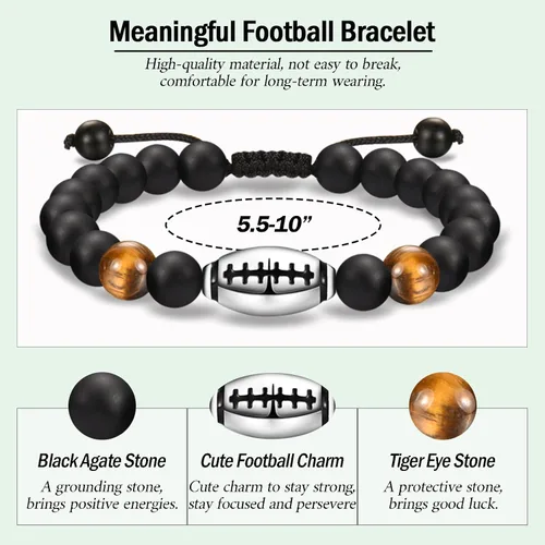 Vista 4 de EFVISD Pulsera de fútbol, fútbol, baloncesto, béisbol, regalos para adolescentes, niños, jugadores, equipo, hijo, nieto, hermano, sobrino, amigo