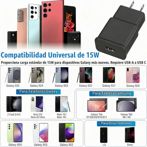 Vista 3 de TT&C Paquete de 3 bloques de carga rápida USB para Samsung Android S24, S23, S22, S21
