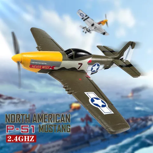 Vista 8 de ANTSIR Avión RC P51 para adultos y niños, avión de control remoto de 4 canales con Aileron/timón/elevador/giroscopio, planeador de caza Mustang