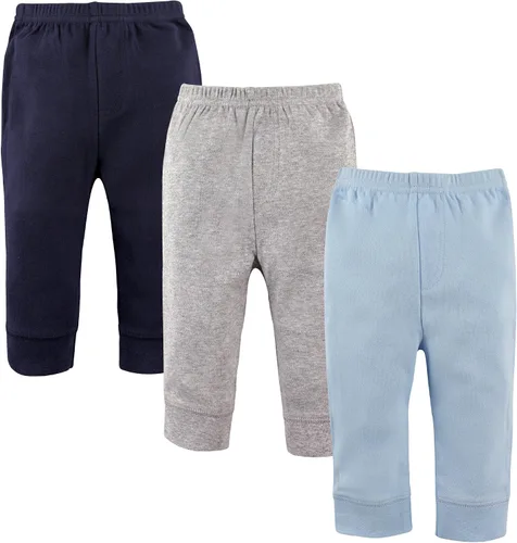 Vista 26 de Luvable Friends Pantalones de algodón para bebé niño Rayas negras paquete de 4