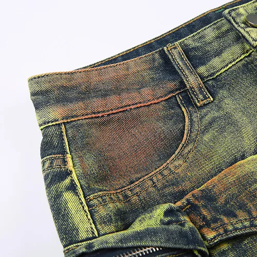 Vista 3 de DINGANG Falda pantalón de mezclilla para mujer para regreso a casa, pantalones cortos deshilachados de cintura alta, pantalones cortos de carga Y2K