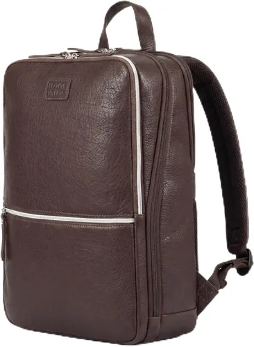 Vista 12 de LEATHER VILLAGE Mochila de cuero para hombre Bolsa de negocios profesional delgada que se adapta a mochila de trabajo y viaje de 15.6 pulgadas