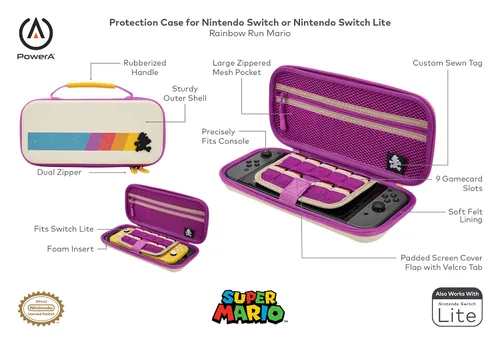 Vista 2 de PowerA Protection Case for Nintendo Switch - Rainbow Run Mario, protective case, gaming case, console case - Nintendo Switch