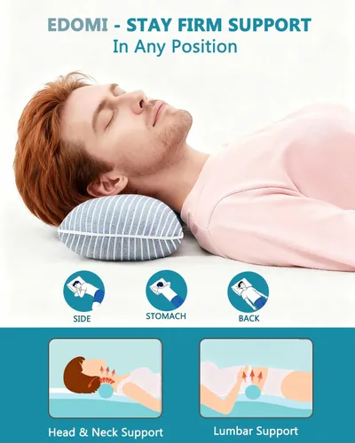 Vista 2 de Almohadas ajustables de trigo sarraceno para dormir, almohada cilíndrica con soporte cervical para el cuello, almohada de hueso transpirable