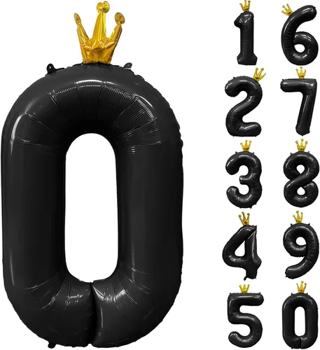 Vista 282 de Globos gigantes de helio de aluminio de 40 pulgadas, color negro, globos digitales grandes del número 0 para decoración de fiesta de cumpleaños