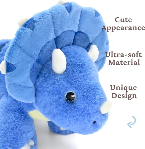 Vista 6 de IKASA Triceratops - Juguete de peluche de dinosaurio de 18 pulgadas, suave, grande y grande, lindo peluche esponjoso, regalos para niños y niñas