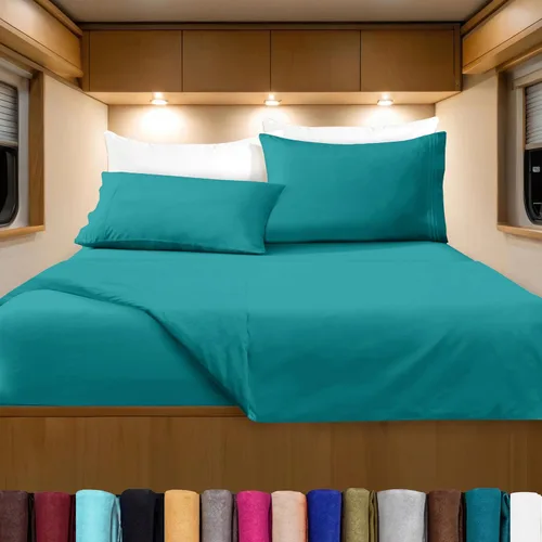 Vista 103 de Elegant Comfort Lujoso juego de sábanas de microfibra de alta calidad 1500 hoteleras bordadas de tres líneas más suaves de 4 piezas, resistente a