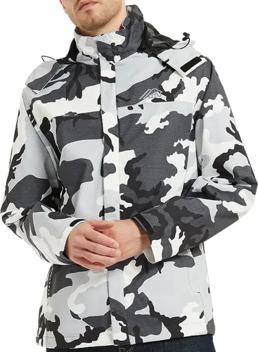 Vista 5 de Chaqueta impermeable ligera para hombre con capucha, para el aire libre, senderismo, viajes