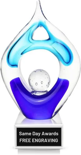 Vista 35 de Premio de Vidrio Artístico Soplado a Mano – Premio Elegante con Grabado Personalizado para Corporativo, Deportes, Jubilación, Reconocimiento