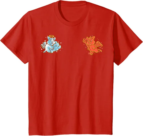 Vista 58 de Camiseta de gato ángel y diablo sentado en tu hombro Nerd Kitten, Negro