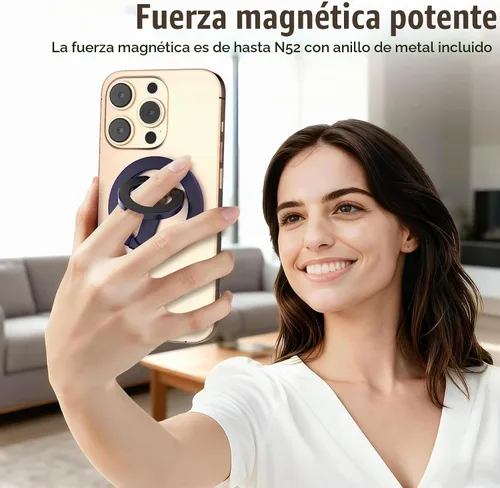 Vista 2 de Anillo magnético para teléfono MagSafe de doble cara con agarre magnético de teléfono compatible con iPhone 17/16/15/14/13 Pro Max Plus Mag Safe
