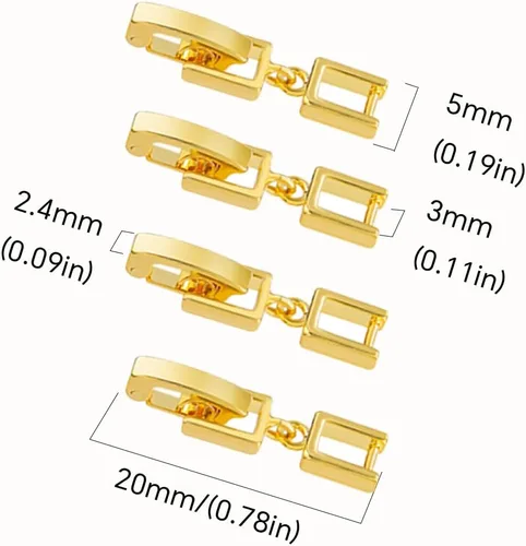 Vista 2 de Extensor de pulsera de collar dorado para mujer, 4 cierres plegables de joyería para fabricación de joyas