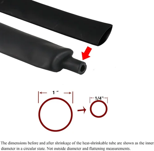 Vista 2 de Tubo termorretráctil 4:1 adhesivo impermeable con pegamento de doble pared negra termocontraíble (1 a 65 pies)