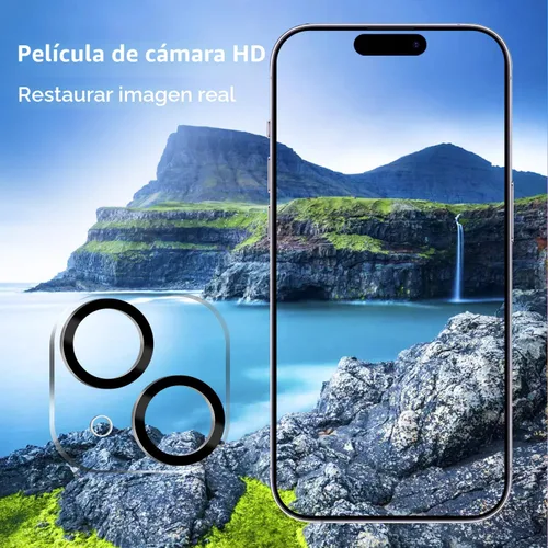 Vista 5 de PEHAEL - Paquete de 2 + 2 protectores de pantalla de privacidad para iPhone, protector de lente de cámara, cobertura completa, vidrio templado