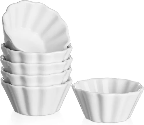 Vista 10 de DOWAN Ramekins - Ramekins de 4 onzas, moldes de crema brulee, aptos para horno, para hornear, platos de soufflé, tazas de natillas, pequeños cuencos