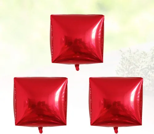 Vista 7 de Happyyami 3 globos de papel de aluminio cuadrado 4D para decoración de San Valentín, cumpleaños, boda, fiesta (rojo)