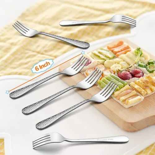 Vista 3 de LIANYU 9 tenedores de acero inoxidable para niños pequeños, juego de cubiertos para niños, tenedores pequeños para niños, utensilios