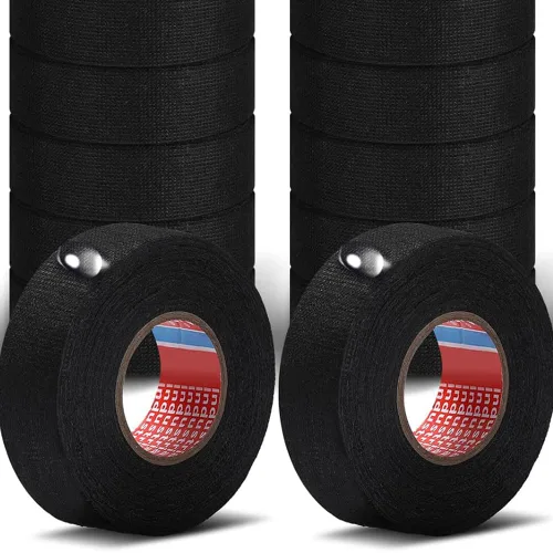 Vista 4 de 4 rollos de cinta de arnés de alambre, cinta de tela para arnés de cableado, cinta adhesiva negra para arnés de cables eléctricos de automóvil