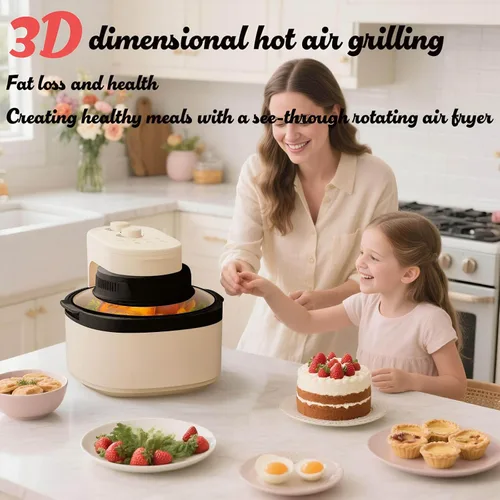 Vista 2 de Combo de horno tostador de freidora de aire 8 en 1: freidora de aire de vidrio grande de 7.5 cuartos de galón para la familia, tecnología HotAir