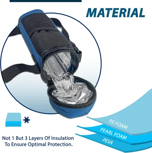 Vista 4 de 4ALLFAMILY Companion Soft Case Open Medicine Travel Cooler aprobado por la TSA - Estuche de viaje de insulina para kit de medicina - Bolsa de Azul