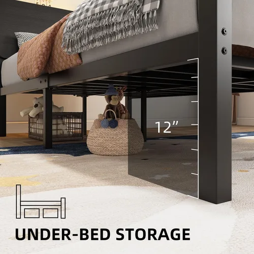 Vista 14 de MaverickFurni Base de cama individual con luces LED y cabecera