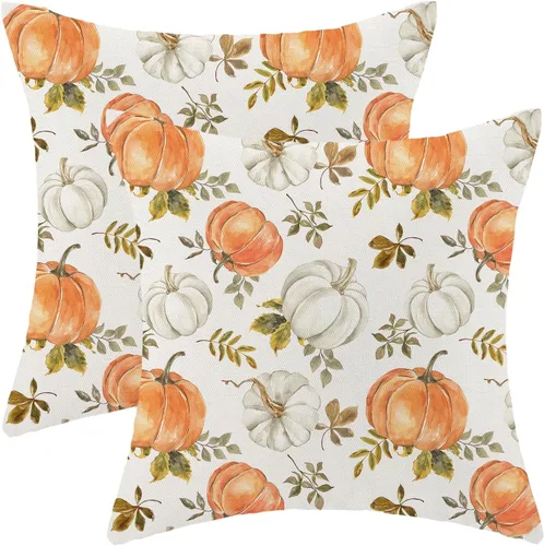 Vista 55 de Juego de 2 fundas de almohada de Halloween de 16 x 16 pulgadas, fundas de almohada de murciélagos negros y crema, fundas de cojín decorativas