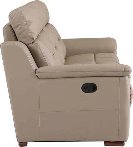 Vista 6 de Blackjack Furniture Walker Leather Match - Sofá reclinable tapizado para sala de estar, madera avellana