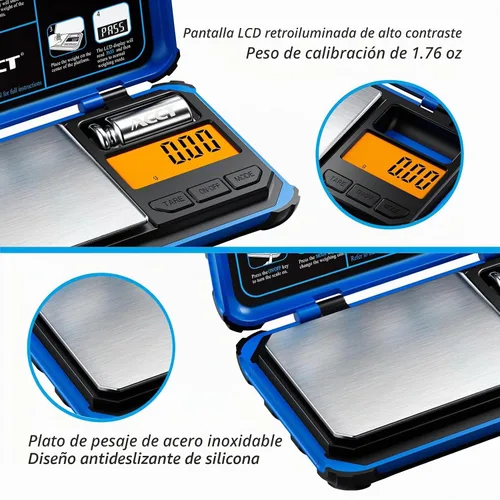 Vista 3 de Báscula de bolsillo de precisión, 200 gx0.0.04 oz escala de gramos de joyería Báscula digital para alimentos con pantalla LCD, conversiones de 6