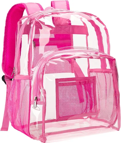 Vista 19 de Vorspack Mochila Transparente Resistente - Gran Mochila Transparente para Libros, Mochila Transparente para Trabajo Universitario, Negro, Grande