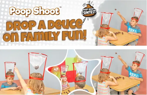 Vista 6 de Fairly Odd Novelties Juego de aro de cabeza – Divertido juego de lanzamiento de emoji de caca para familiares y amigos, divertido regalo de broma