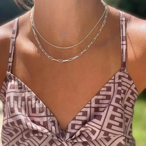 Vista 57 de Collares en capas para mujer, chapados en plata, delicada cuerda torcida de serpiente, delicado collar en capas, gargantilla de diferentes
