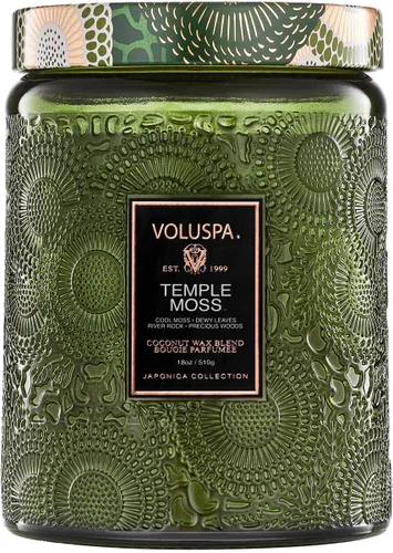 Vista 22 de Vela en frasco de vidrio grande de enebro francés y lavanda, 100 horas, 16 oz, Voluspa Coconut Wax Blend in Decorative Glass, Clean Even Burn, USA