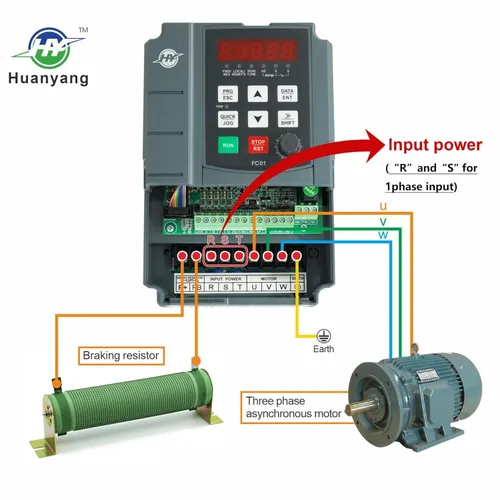 Vista 4 de Huanyang VFD, de una a 3 fases, variador de frecuencia, 1.5kW 2HP, entrada de 110V CA para control de velocidad de motor, serie FC