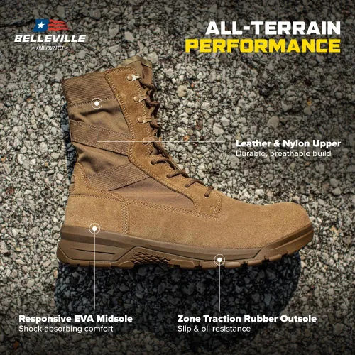 Vista 4 de Belleville Botas tácticas militares con punta compuesta para hombres, cuero Coyote