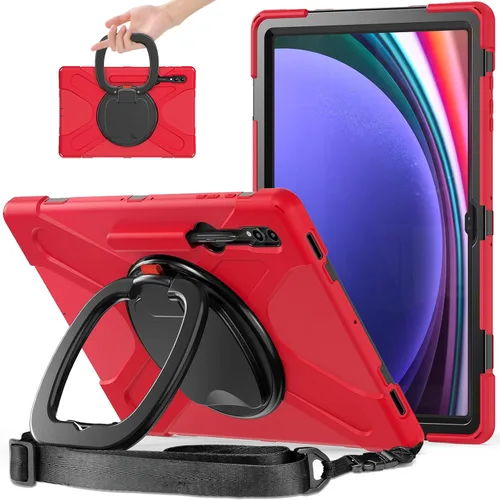 Vista 16 de Funda de rotación 360 para Galaxy S8 Ultra de 14.6 pulgadas, funda resistente con anillo giratorio, correa de transporte para hombro, correa de Negro