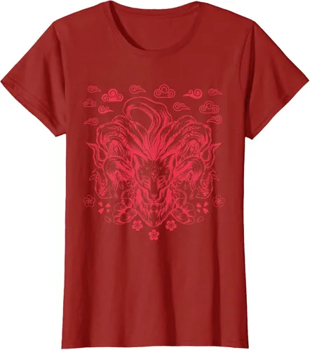 Vista 54 de Camiseta de anime japonés Nine Tails Fox Kitsune, Negro