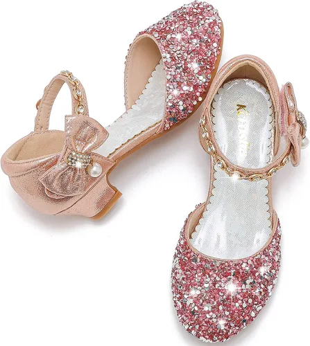 Vista 7 de Sandalias para niñas, tacones cerrados, para bodas, fiestas, niñas, zapatos de vestir para niñas pequeñas y grandes