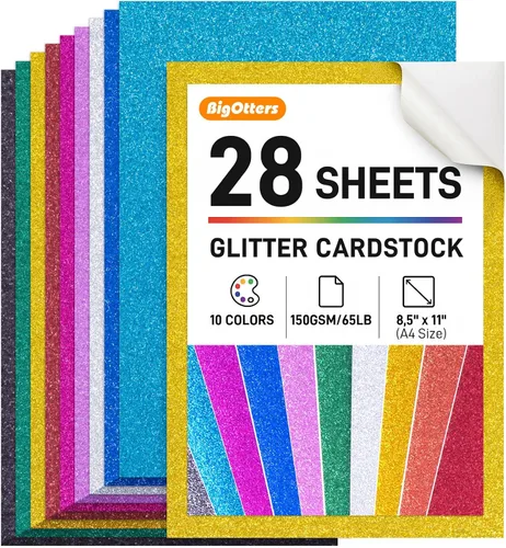 Vista 7 de Papel de cartulina con brillantina, 20 hojas multicolor de papel brillante de primera calidad, para tarjetas, manualidades, caja de regalo, regalos