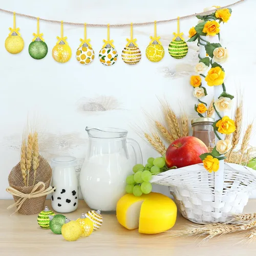 Vista 2 de Zeyune 16 piezas Adornos de limón de verano para árbol pequeño Adornos de bola de árbol de verano Adornos colgantes de limón Adornos colgantes