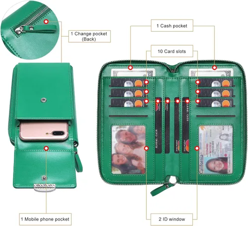 Vista 3 de OIDERY Bolsos cruzados pequeños para teléfono celular, monedero para mujer con ranuras para tarjetas de crédito