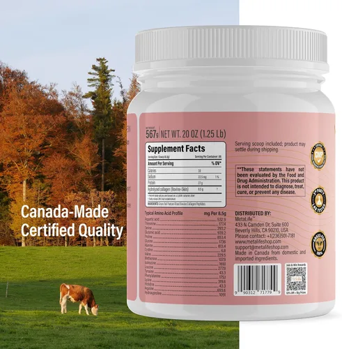 Vista 12 de Colágeno en polvo de 20 onzas, 66 porciones, péptidos de colágeno hidrolizados, bovino alimentado con pasto, sin sabor, fabricado en Canadá, soporta