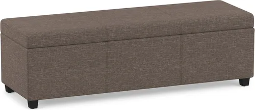 Vista 5 de SIMPLIHOME Avalon 48" Wide Fabric Storage Ottoman in Alabaster Ivory