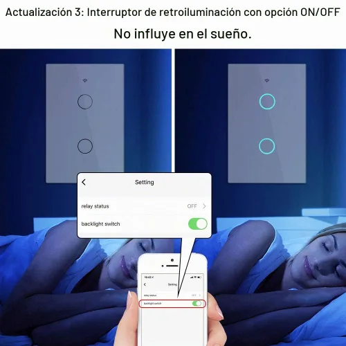 Vista 4 de MoesGo 2ª generación WiFi RF433 Smart Touch Wall Single Fire Smart Switch, no requiere cable neutro, compatible con la aplicación Smart Life/Tuya