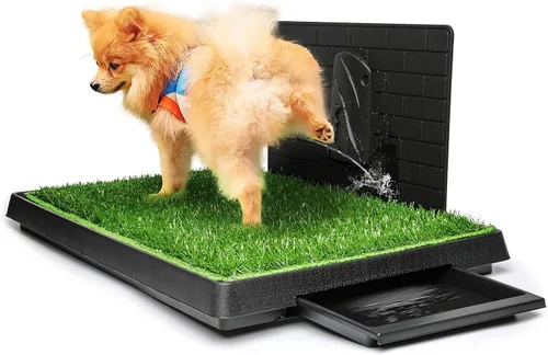 Vista 9 de Hompet Almohadilla de entrenamiento para perros para interiores y cachorros, bandeja de basura extraíble para una limpieza más fácil, césped
