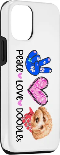 Vista 3 de Funda de regalo para iPhone 15 Peace Love Doodles Goldendoodle Dog Golden Labradoodle