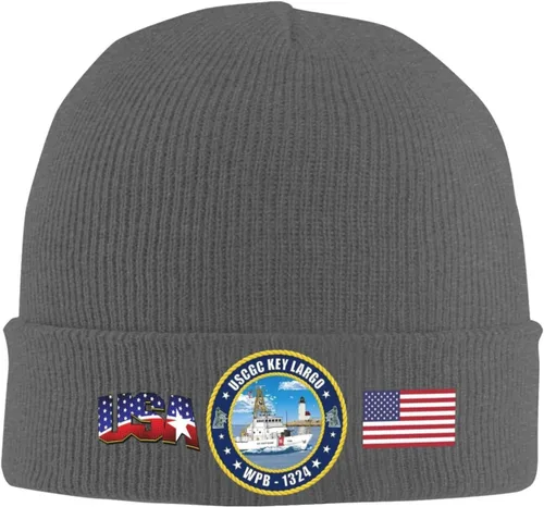 Vista 14 de Uscgc-Key-Largo-Wpb-1324 Beanie Cap Skull Caps Striped Knitted Pullover Hat Winter Warm Hat