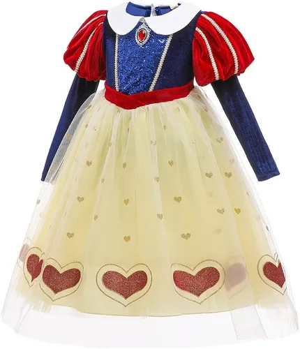 Vista 61 de HIHCBF Disfraz de princesa blanca como la nieve para niñas, cumpleaños, Navidad, Halloween, carnaval (con accesorios)