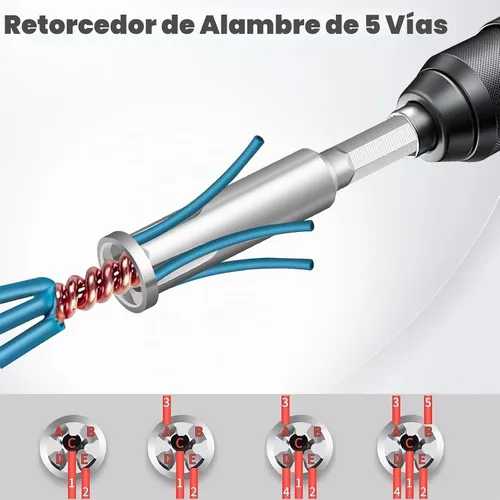 Vista 3 de 4 piezas de herramienta de torsión de alambre para taladro, herramienta de torsión de tuercas de alambre y pelacables, controlador de conector